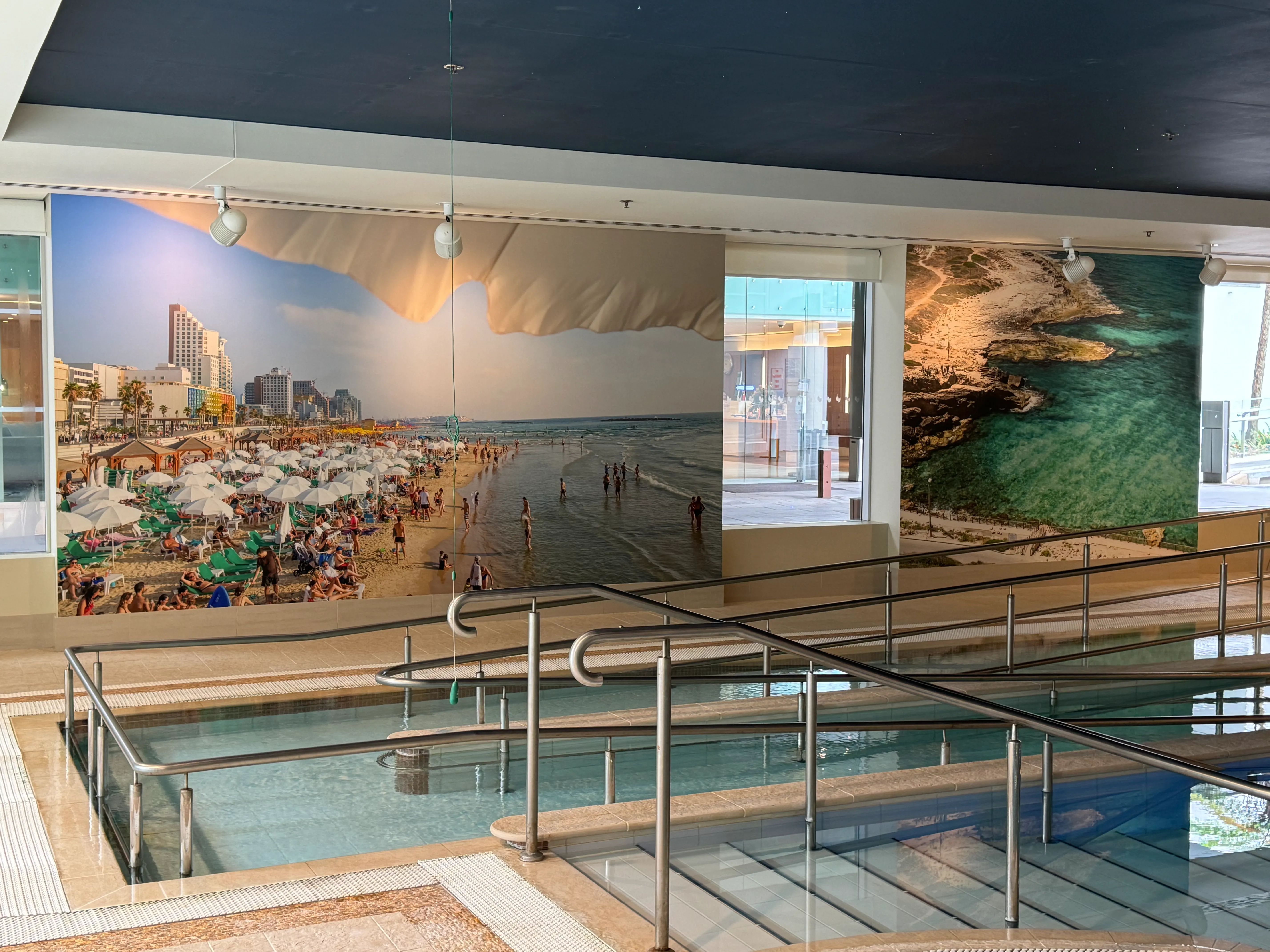 Custom wallpaper murals in swimming poot at NSW Aged Care facility