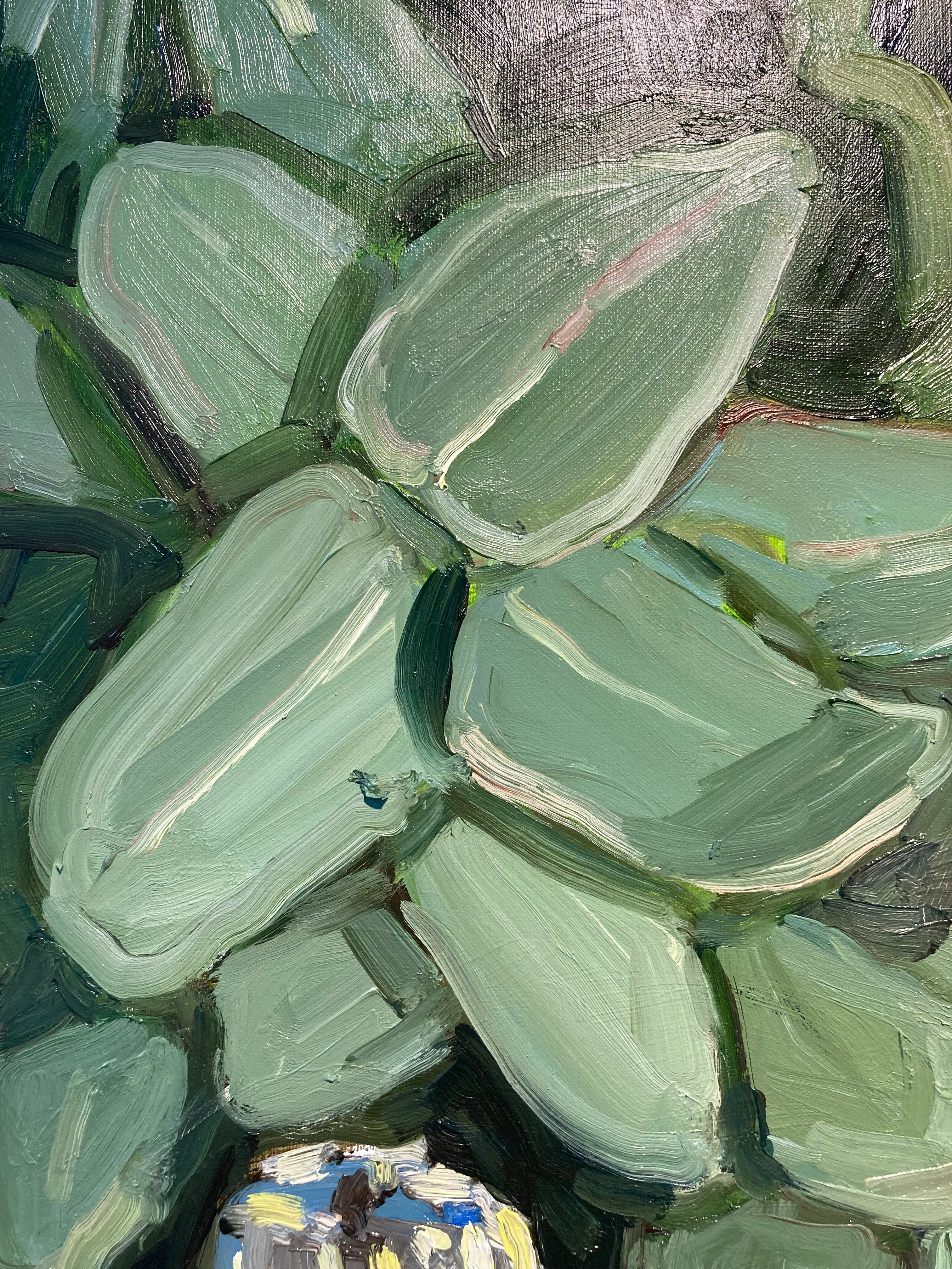 Detail: Reproduction of artist Jane Guthleben's painting on wallpaper at Mcontemporary Gallery