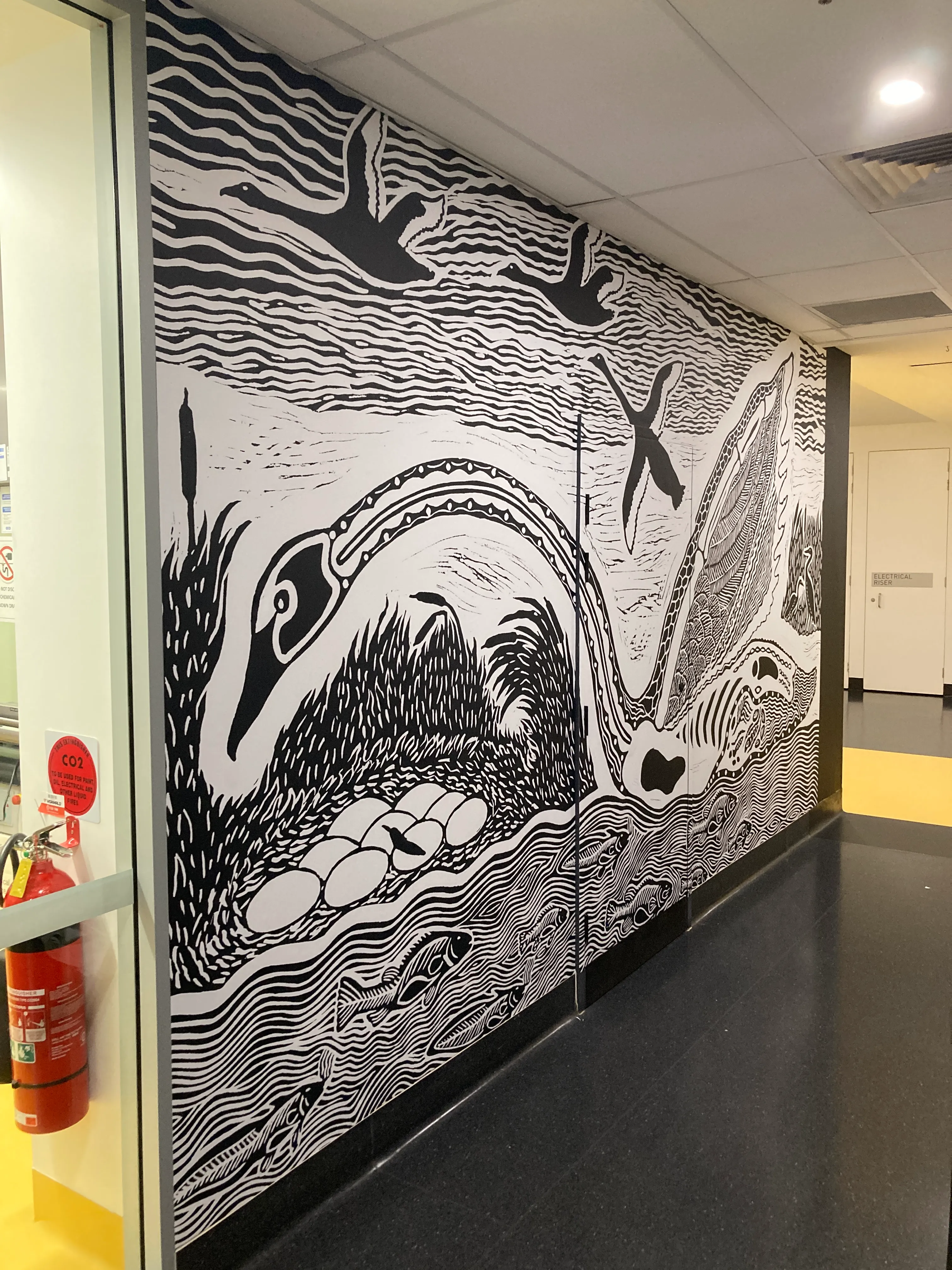 Custom printed wallpaper as part of the permanent art exhibition of artist Badger Bates at UTS