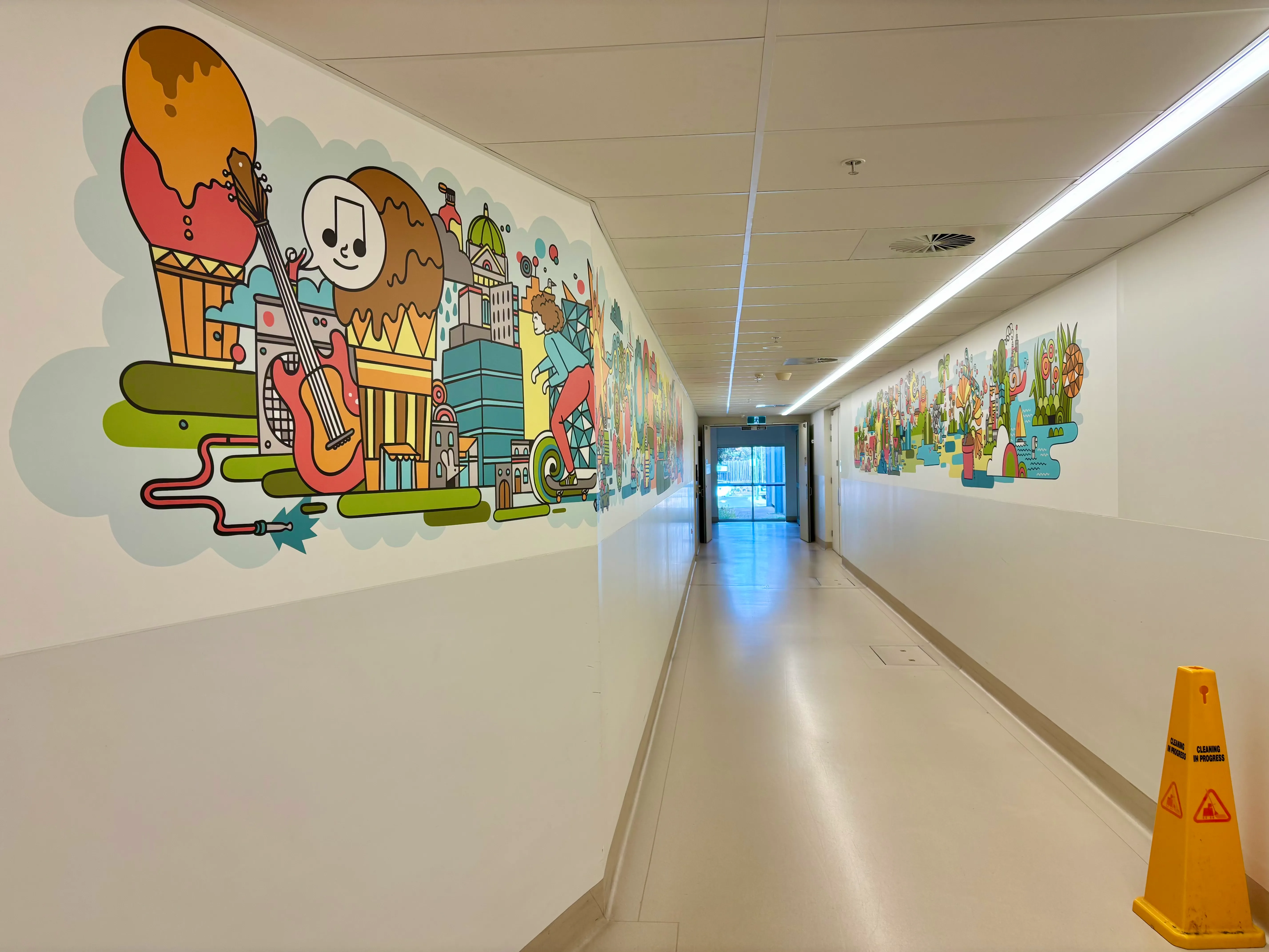 James Gulliver Hancock artwork on wallpaper for the Monash Children's Hospital