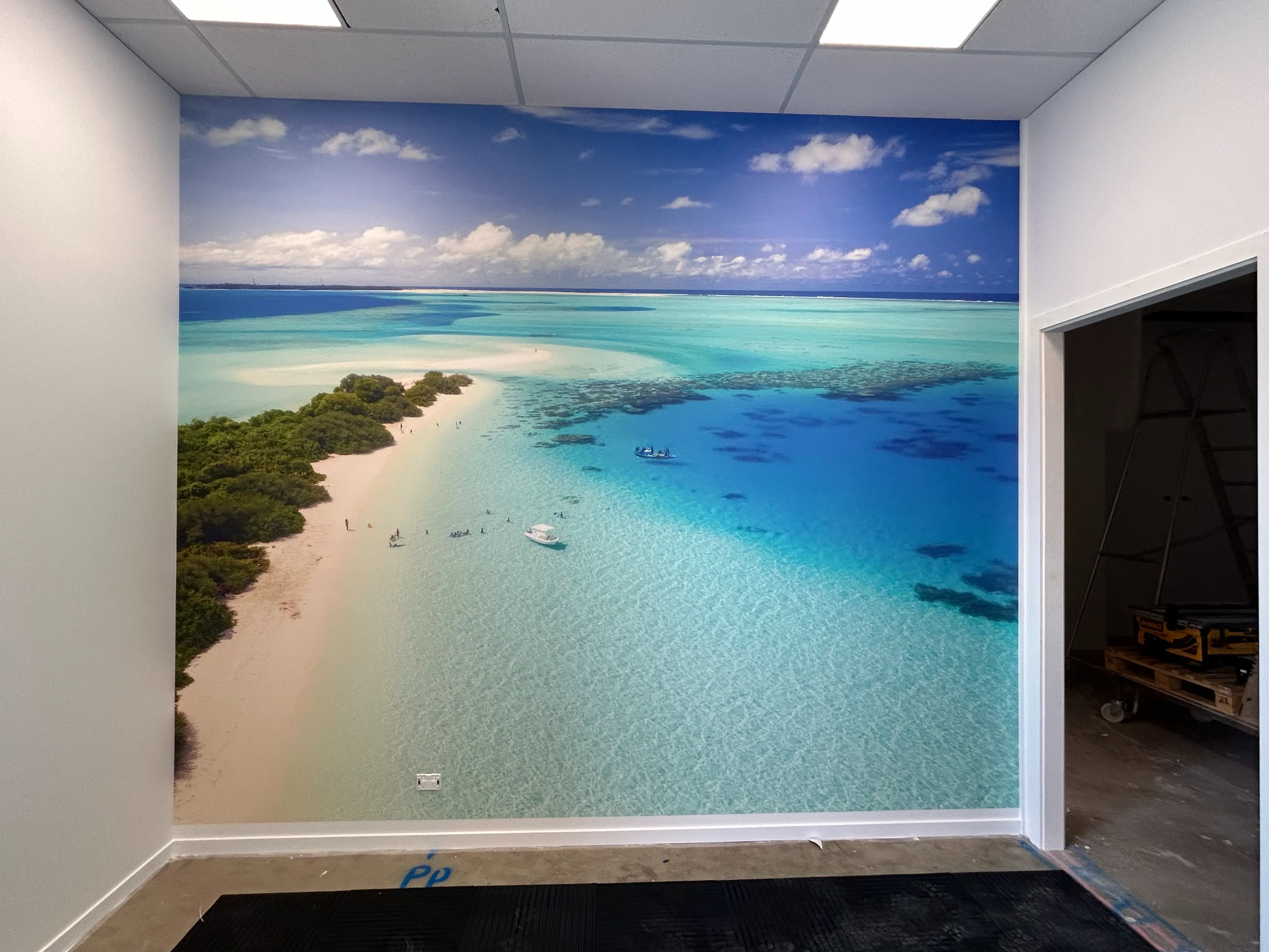 Idyllic beach wallpaper mural for new private clinic