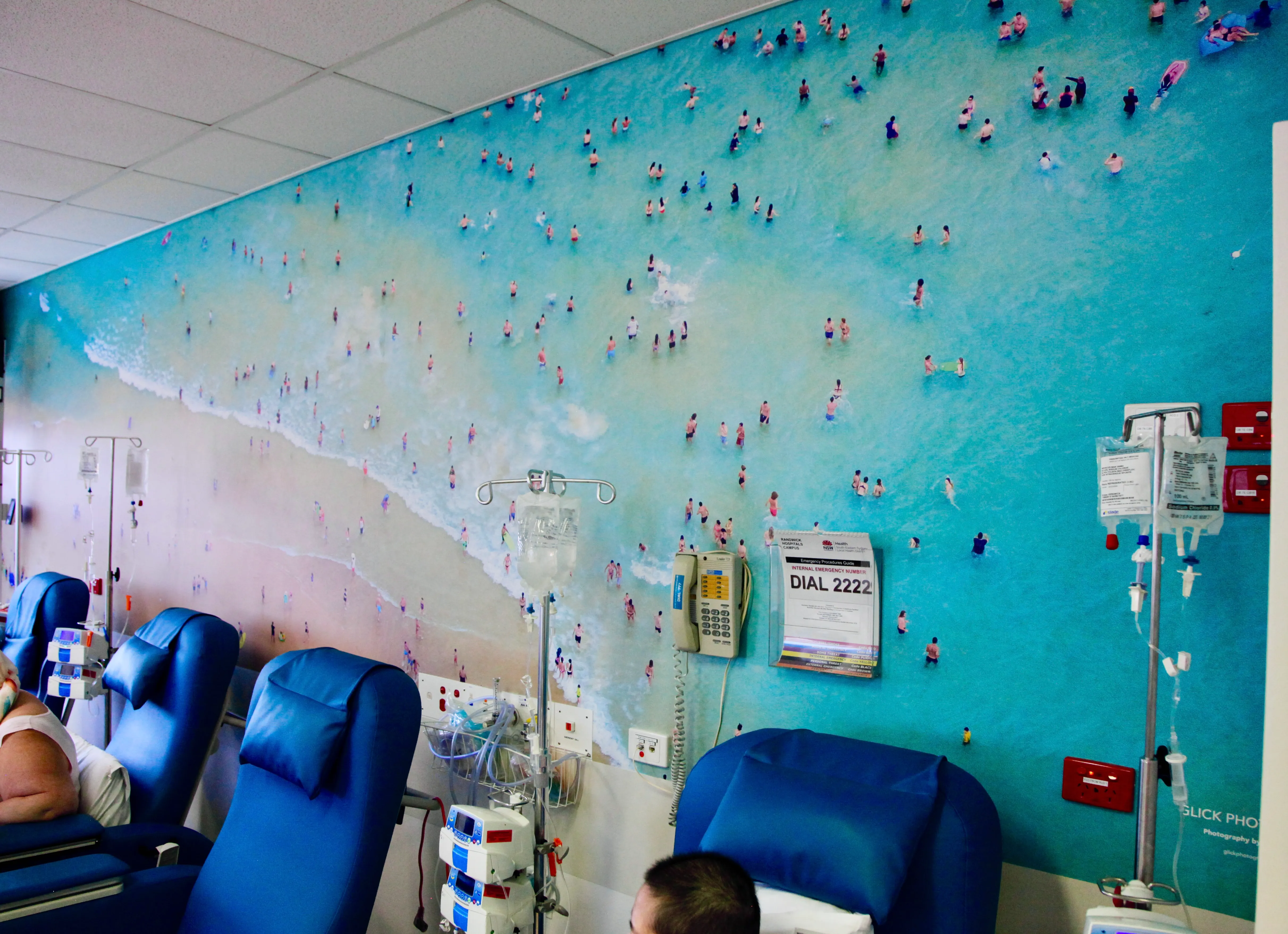 Beach aerial photo ((c) Anthony Glick) wallpaper mural in Hospital cancer treatment room