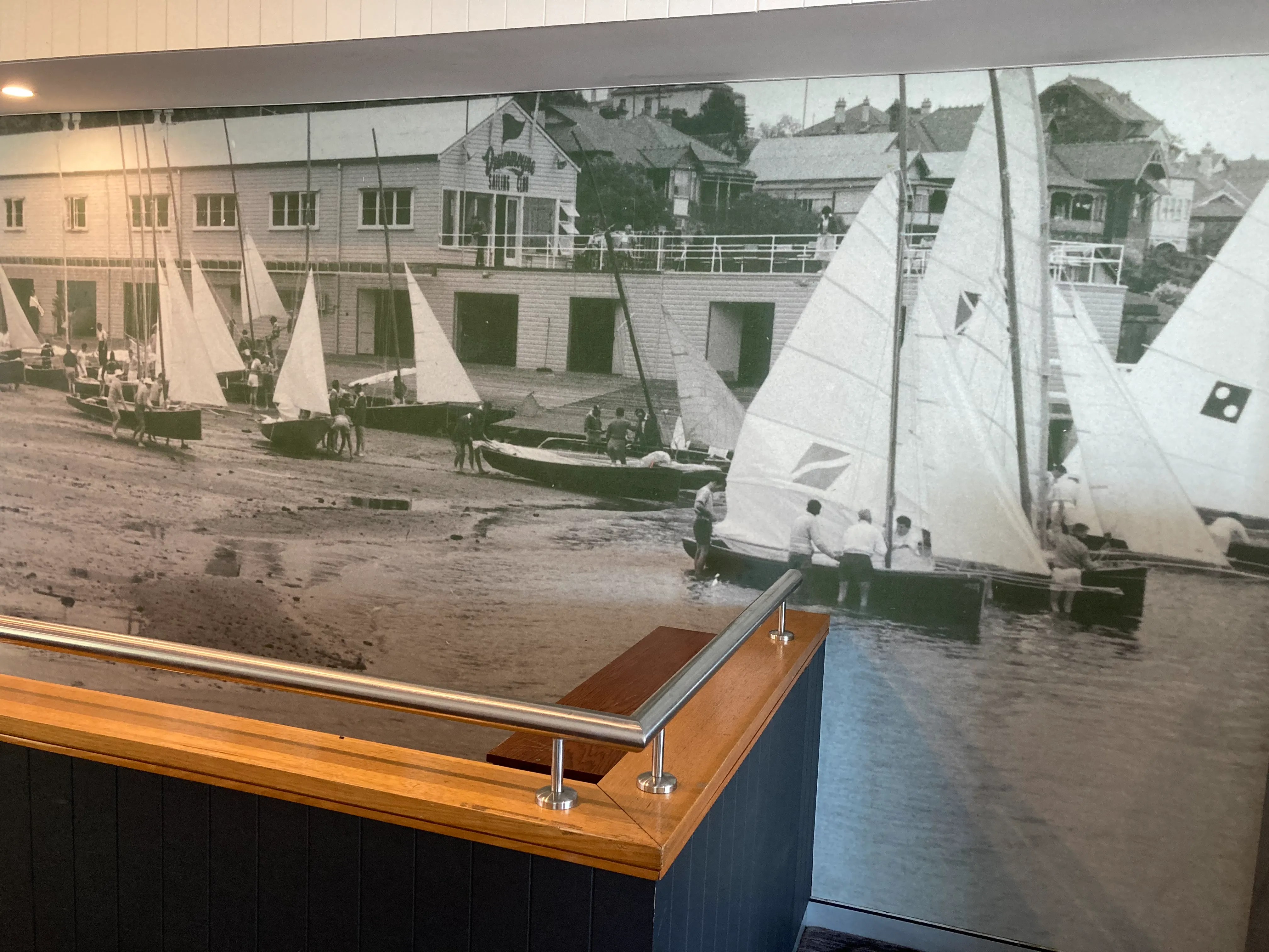 Vintage wallpaper mural at the Drummoyne Sailing Club