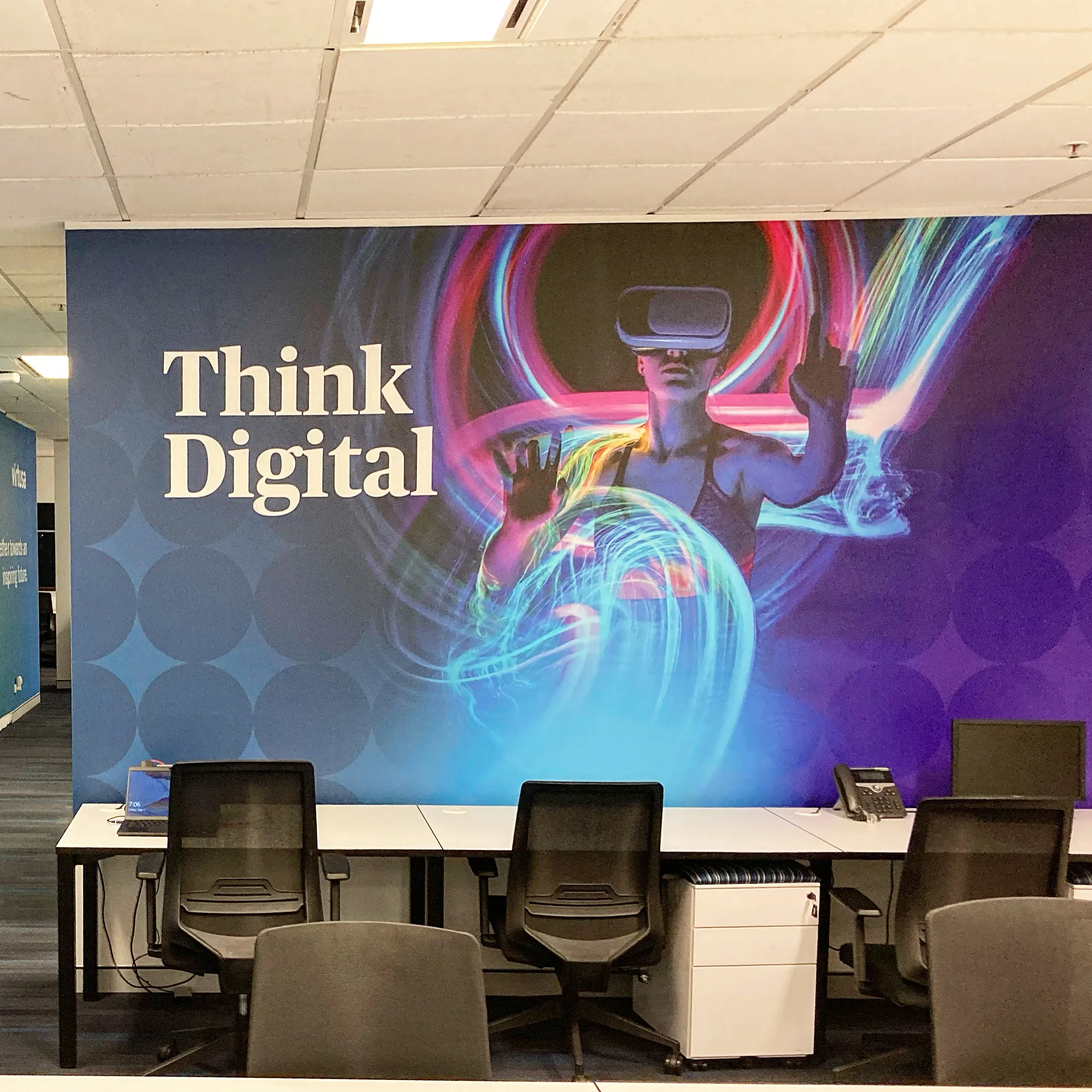 Creative office wallpaper mural for IT consulting company