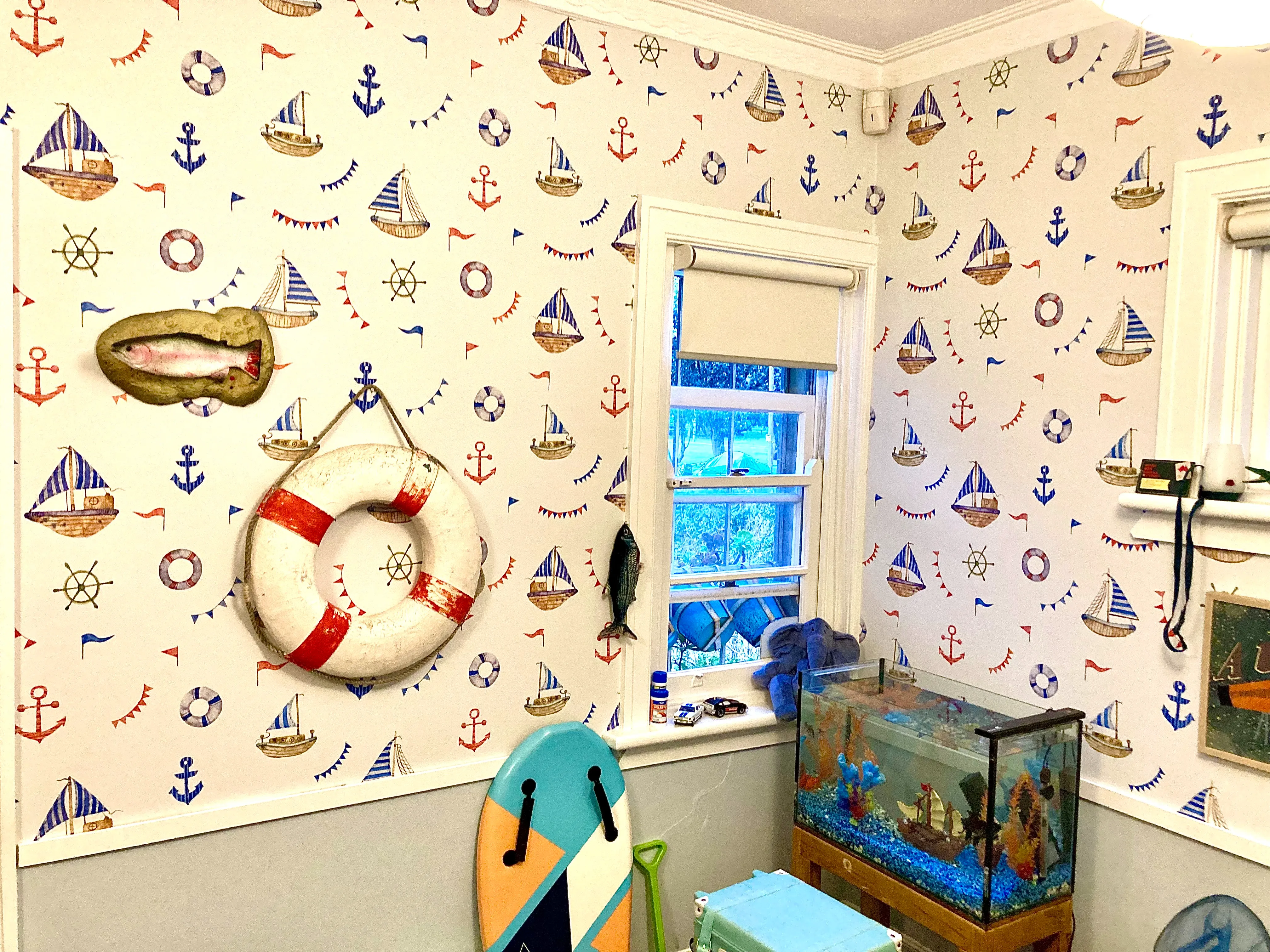 Maritime inspired wallpaper for kid's room