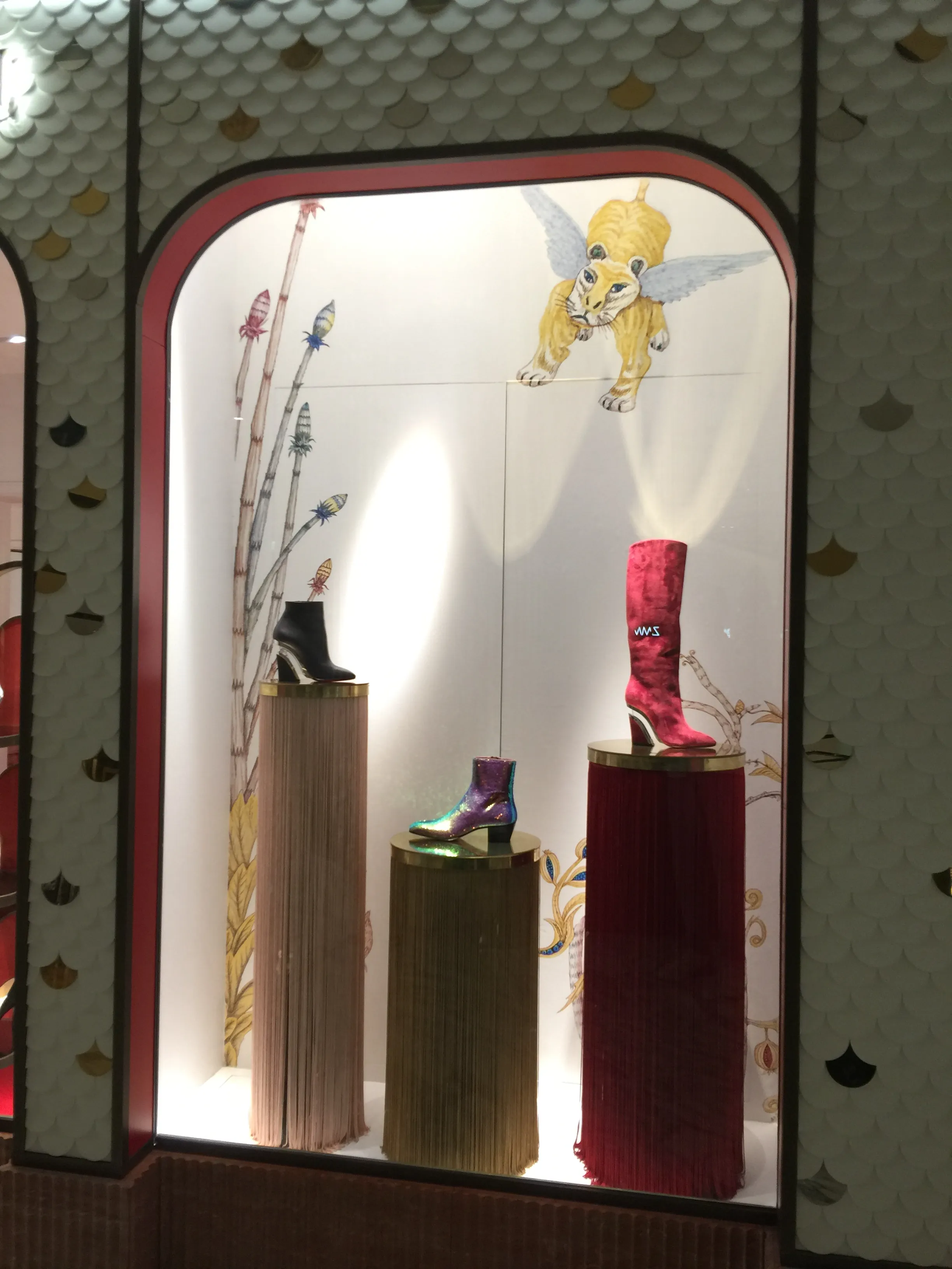 Custom printed wallpaper for shop window in exclusive shoe shop