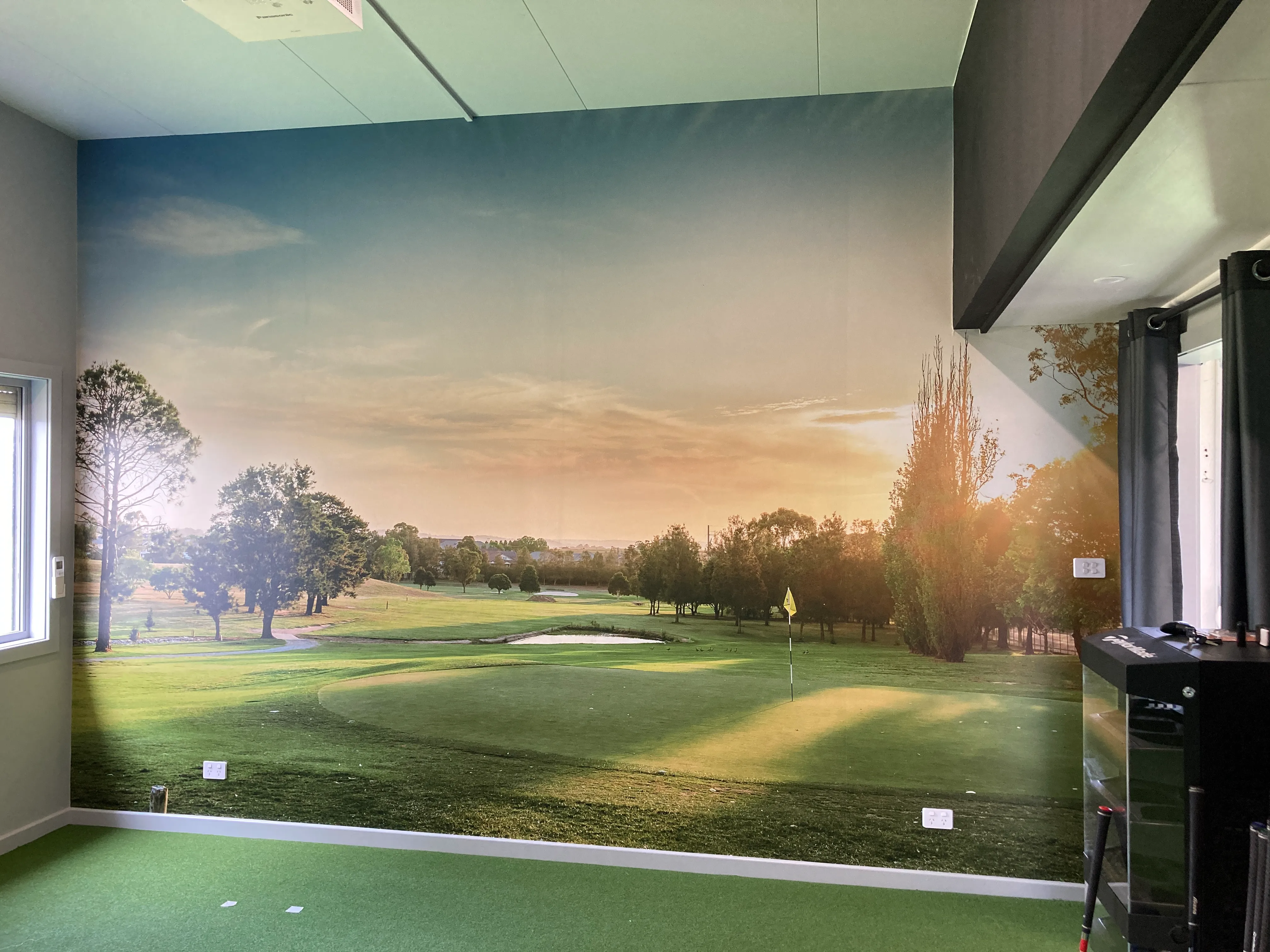 Golf club green photo on custom wallpaper in the Pro shop of the golf club
