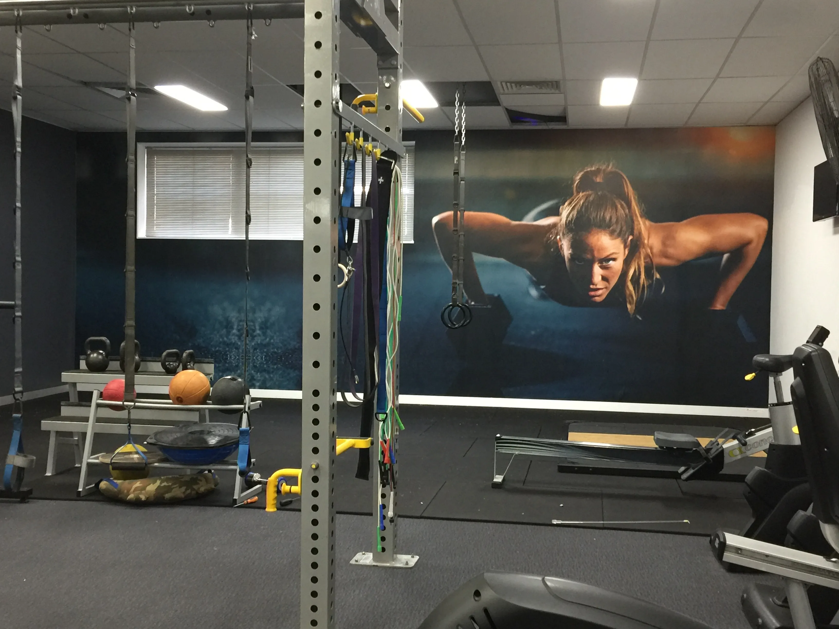 Large wallpaper mural on custom printed wallpaper in Sydney gym
