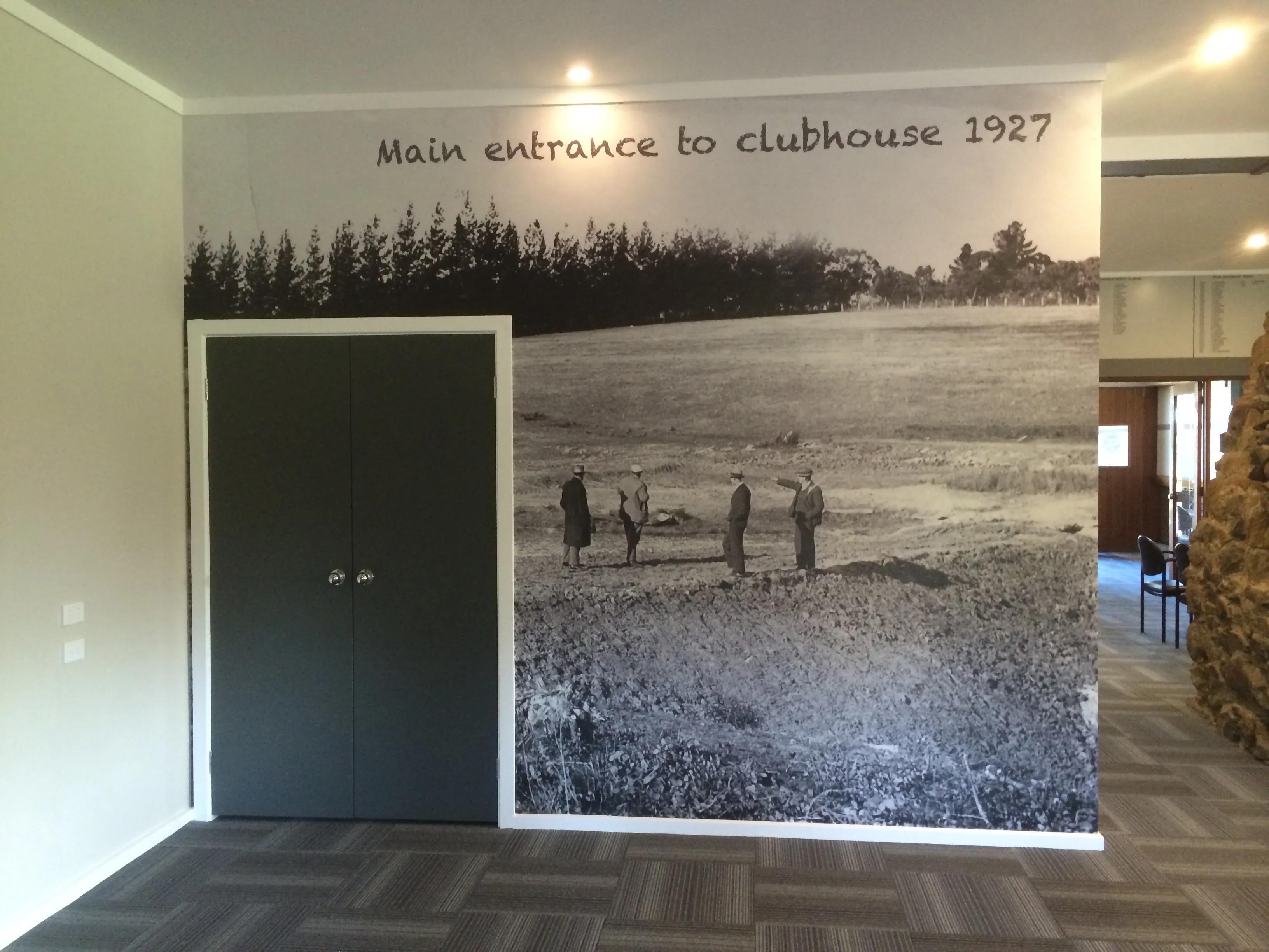 Vintage Golf Club photo reproduction on custom wallpaper for Golf Club house