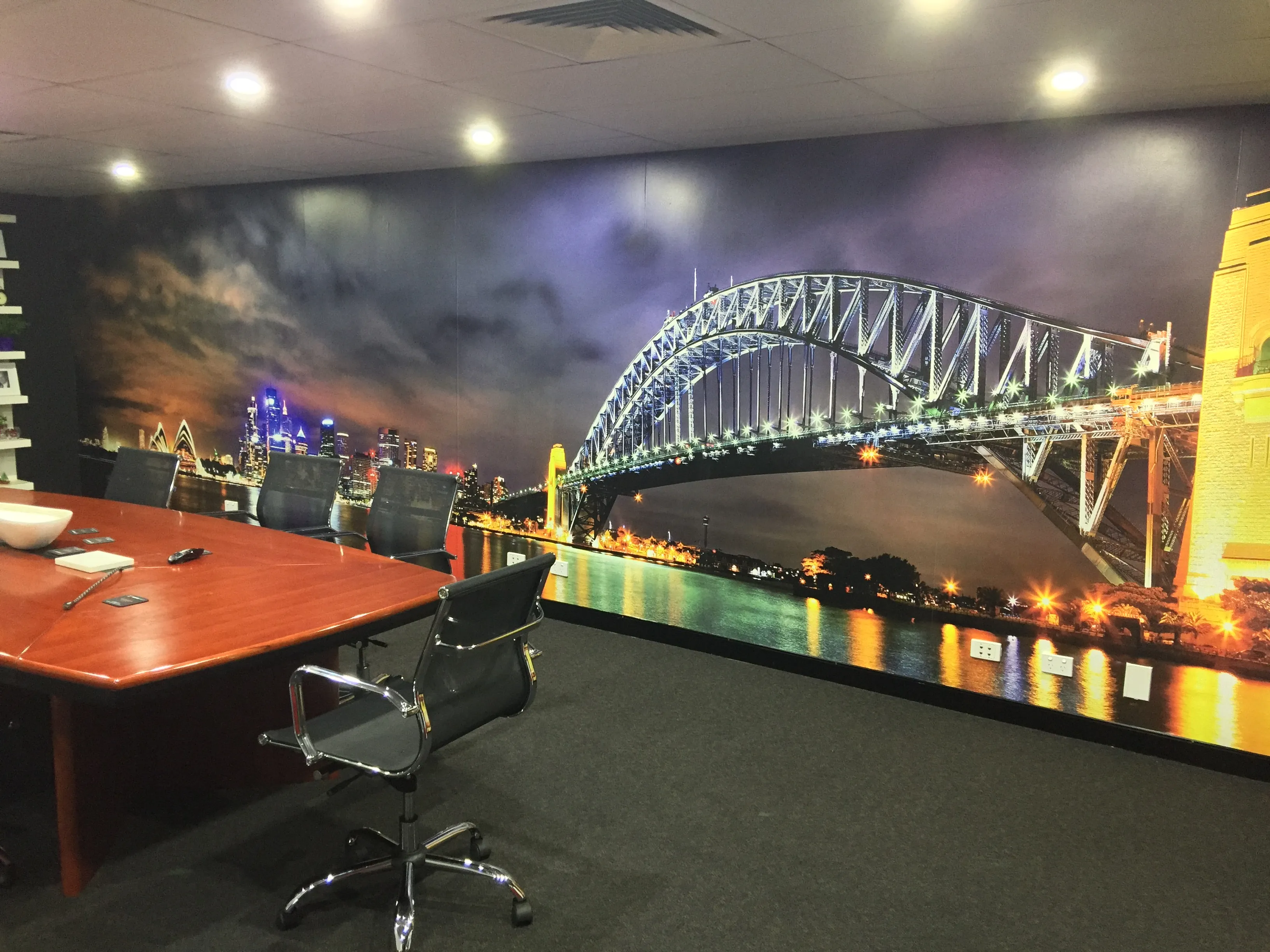 Sydney at night wallpaper mural in meetin room
