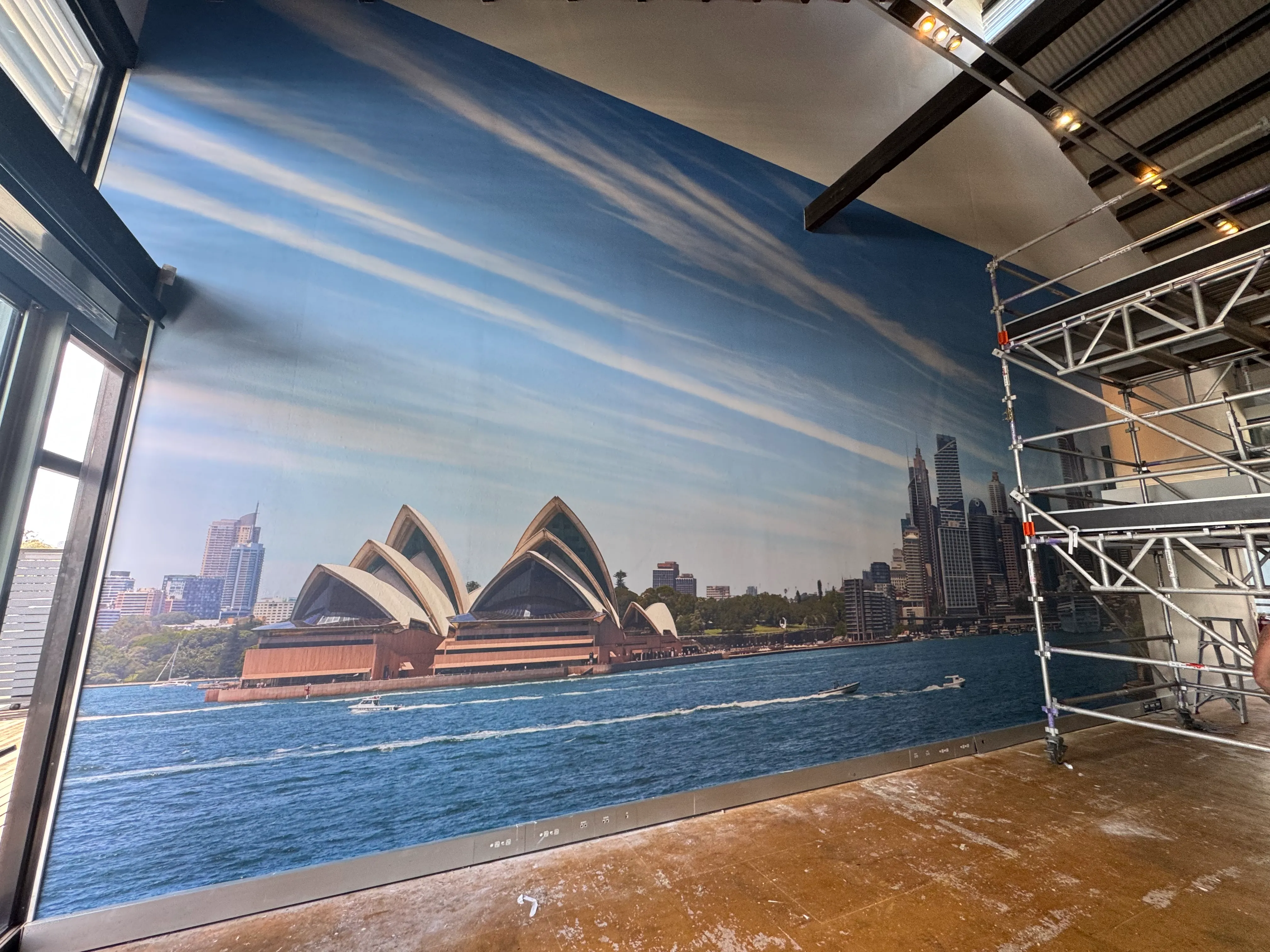 Oversized Sydney Harbour wallpaper mural for Pyrmont showroom