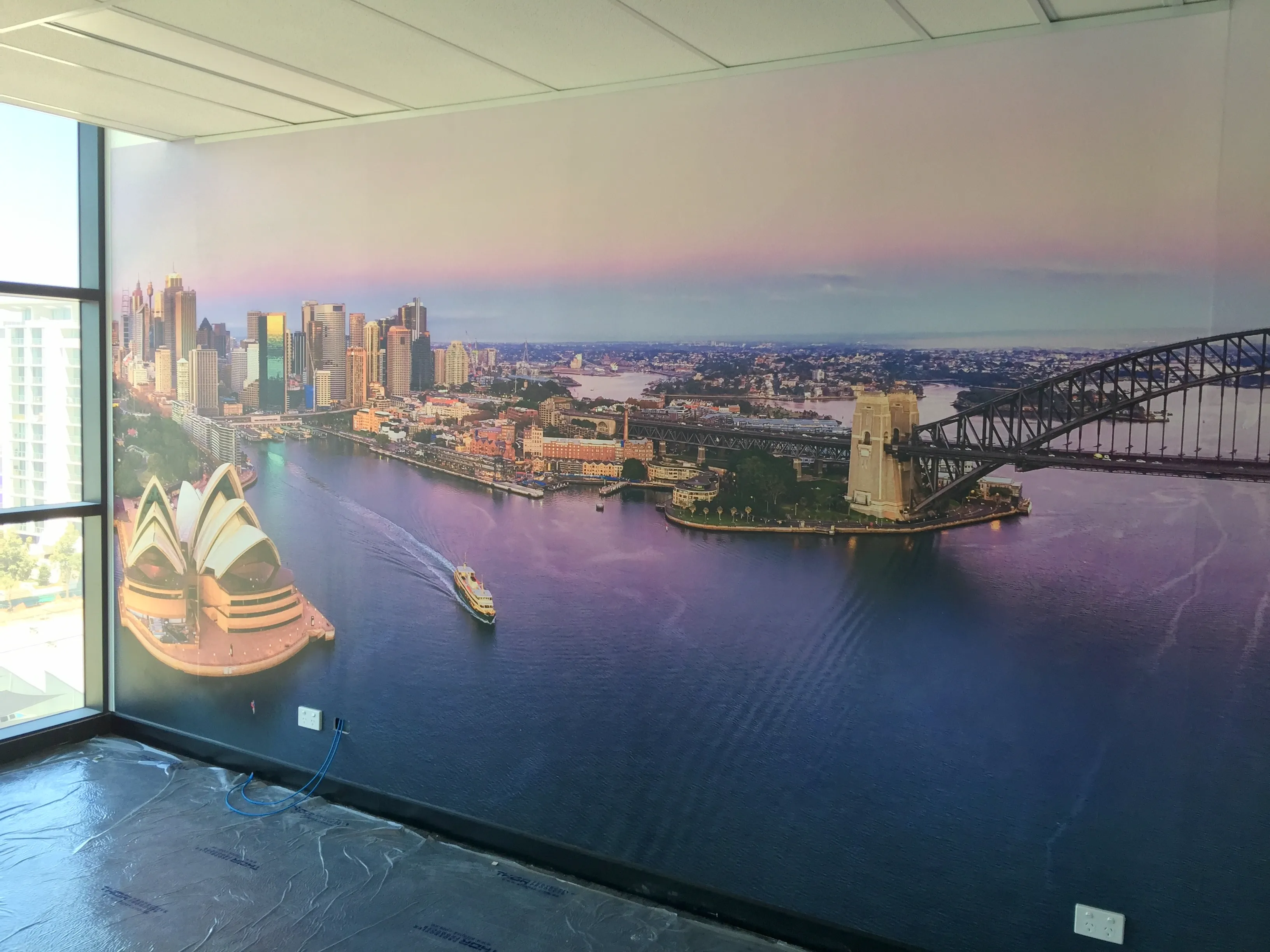 Sydney at sunset wallpaper mural in board room